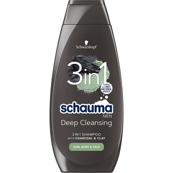 Schauma Men šampón Charcoal & Clay 3 v 1 400 ml