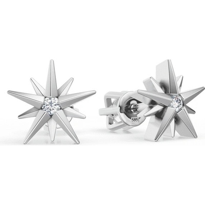 DF Zlaté dámske náušnice 4938, biele zlato, s diamantmi