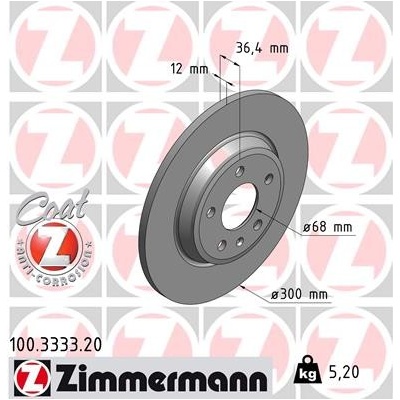 ZIMMERMANN Brzdový kotúč 100333320