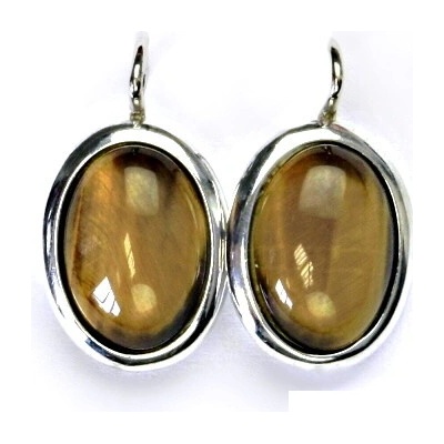 Čištín Stříbrné náušnice, přírodní kámen tygří oko - NK 1454