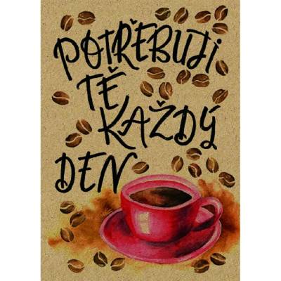 Baloušek BeBechy - přání Káva, A6, kraftový papír