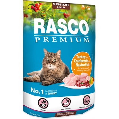 Rasco Premium Cat Kibbles Senior Turkey Cranberries Nasturtium 0,4 kg