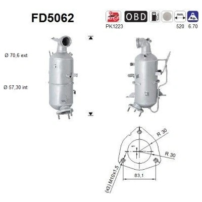 Filtr sazových částic, výfukový systém AS FD5062