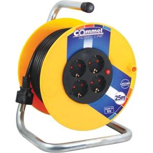 Commel Кабелен удължител на макара Commel - C0955, 25m, 4 контакта, 3500W (0955)