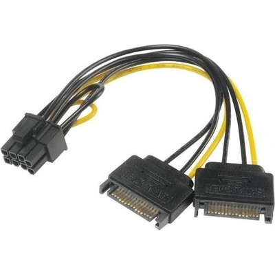 AKASA Adaptér napájecí na 6+2pin PCIe (2xSATA male power to a 6+2pin PCIe female connector)