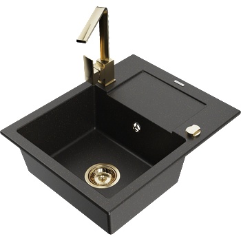 Mexen Enzo гранитна мивка с 1 отделение с отцедник и кухненски смесител Rita, (6506-75-670300-50)