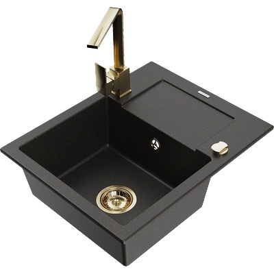 Mexen Enzo гранитна мивка с 1 отделение с отцедник и кухненски смесител Rita, (6506-75-670300-50)