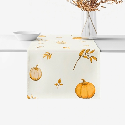 Goldea běhoun 100% bavlněné plátno podzimní dýně a lístky 35x180 cm