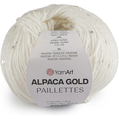 Pletací příze Alpaca Gold s flitry 50 g Varianta: 1 (9301) krémová nejsvět., Balení: 1 ks 60464/156279/279958