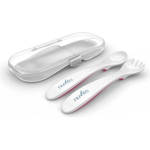 Nuvita Комплект вилица и лъжица в кутия Nuvita 8477, Розов (8477) - topmarket