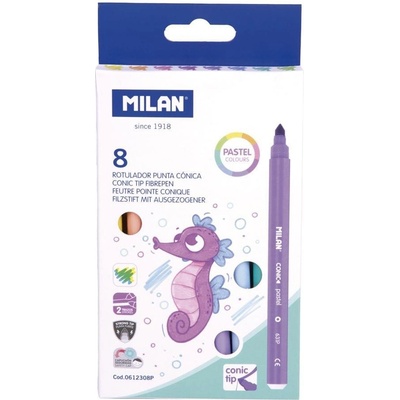 MILAN Флумастери, 8 пастелни цвята (1010180104)