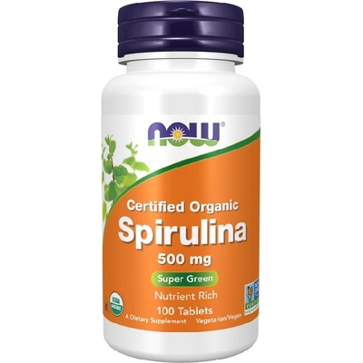NOW NOW Spirulina Certified Organic 500mg, 100 Tablets