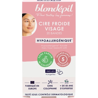 Blondépil Cire Froide Visage Hypoallergénique Studené voskové pásky na obličej hypoalergenní 20 ks