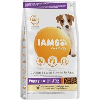 Iams Dog Puppy Small-Medium - Пълноценна суха храна за подрастващи кучета от малки и средни породи с пилешко и пуешко месо, 2 кг