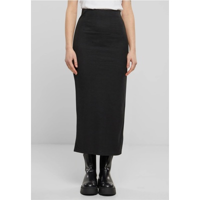 Women's ribbed skirt with high slit black čierna