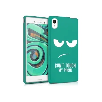 kwmobile Калъф с дизайн don't touch my phone за Sony Xperia M4 Aqua - бял