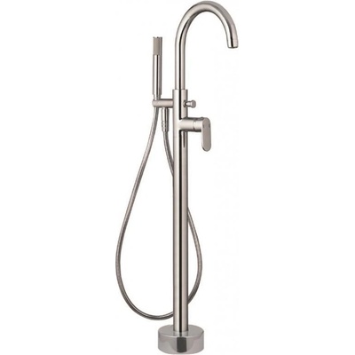 Inter Ceramic Стоящ смесител за вана ICL 8213C, месинг, хром, подово захранване, с шлаух и слушалка, 110.4x25см (8213C)