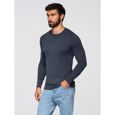 Ombre Clothing BASIC мъжки вискозен пуловер с кръгло деколте - тъмно синьо меланж V16 OM-SWBS-0106 Ombre Clothing Ombre Clothing | Cherven | МЪЖЕ | XL