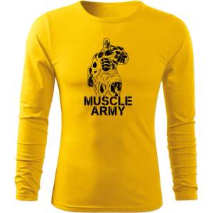 DRAGOWA FIT-T Тениска с дълъг ръкав Muscle Army Man, жълта, 160 г/м2 (5835)