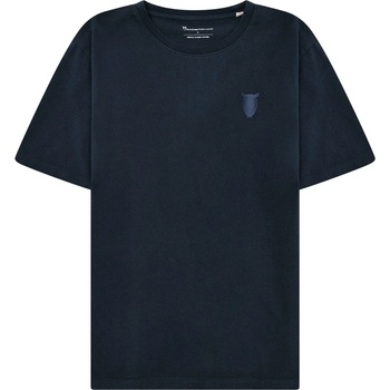 KnowledgeCotton Apparel Мъжка тениска KnowledgeCotton Apparel Regenerative Organic Cotton Chest Embroidery T-shirt - Total Eclipse (216-8560-0212)