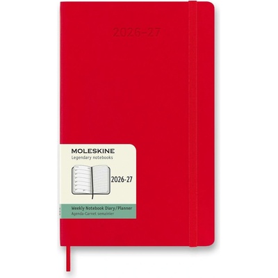 Moleskine A5 týdenní 2026-27 červený