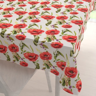 Biante Dekoračný obdĺžnikový obrus PML-101 Vlčie maky na bielom 100x140 cm
