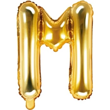 PartyDeco Fóliový balónek písmeno M zlatý 35 cm