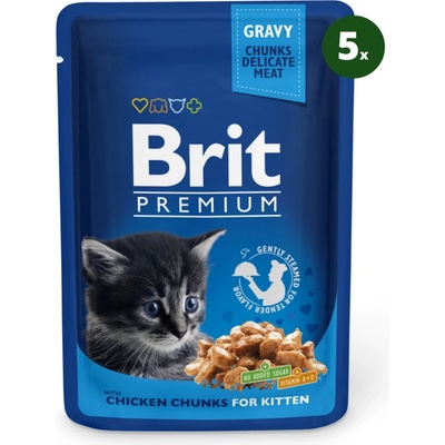 Brit Premium Cat Kitten Chicken Chunks 5 x 100 g