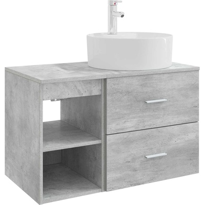 vidaXL Комплект мебели за баня 2 pcs Бетонно сиво Инженерна дървесина (3403907)