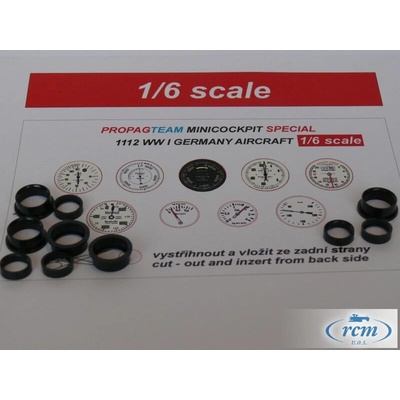 AEROCOCKPIT Palubní přístroje sada 1/6 WW I Germany Aircraft s rámečky