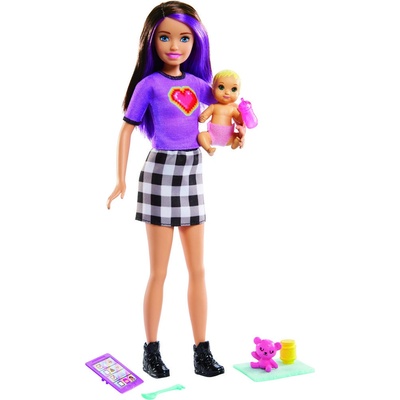 Barbie pestúnka Skipolly Pocketer + miminko a doplňky