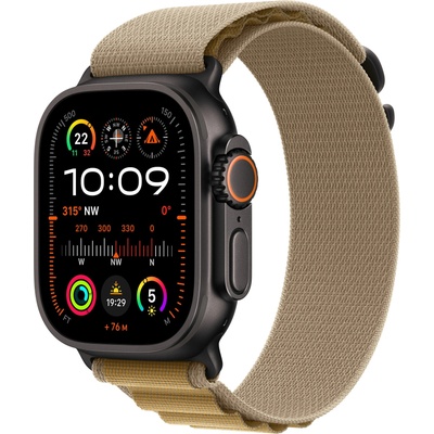 Apple Каишка Apple - Alpine Loop L Black Titanium, Apple Watch, 49 mm, Tan (myq23zm/a)