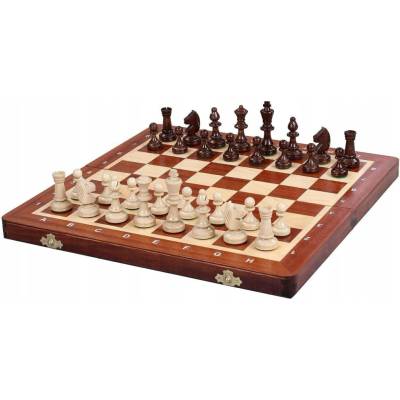 Turnajová šachová sada č. 3, dřevěná - ELEGANTNÍ. POLSKÉ Sunrise Chess & Games
