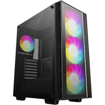 Кутия DeepCool MATREXX 55 V4 C, ATX/microATX/Mini-ITX, 1x USB 3.0, 1x USB Type-C, 3x 140mm ARGB вентилаторa, с прозорец, черна, без захранване (R-MATREXX55-BCADA4-G-4)