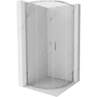 Mexen Exo полузаоблена душ кабина 80 x 80 см, прозрачна, хром - 8132-080-080-01-00 (8132-080-080-01-00)