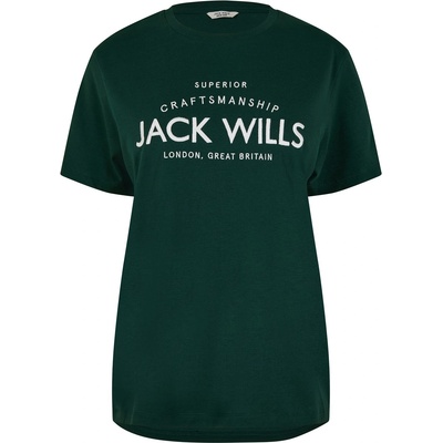Jack Wills Дамска тениска Jack Wills Forstal Boyfriend T-Shirt Ladies - Dark Green