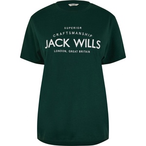 Jack Wills Дамска тениска Jack Wills Forstal Boyfriend T-Shirt Ladies - Dark Green