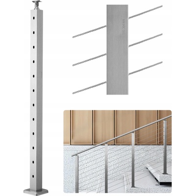 VEVOR Sloupek zábradlí 106,6 cm s otvorem, stříbrný, z Nerezová Ocel