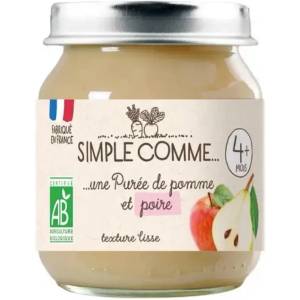 Simple Comme Био плодово пюре Simple Comme - С ябълка и круша, 4 м+, 125 g (3288131900278) - ozone