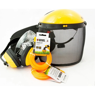 Denzel Комплект за тример, ПРО, корда 2.4мм х 15м 2бр. , очила, слушалки, предпазител, колан за тример // Denzel