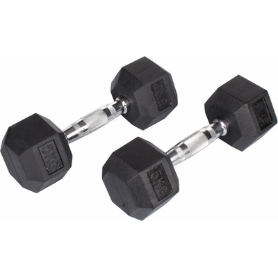Hex Rubber Dumbell činka 1 pár hmotnosť 5 kg