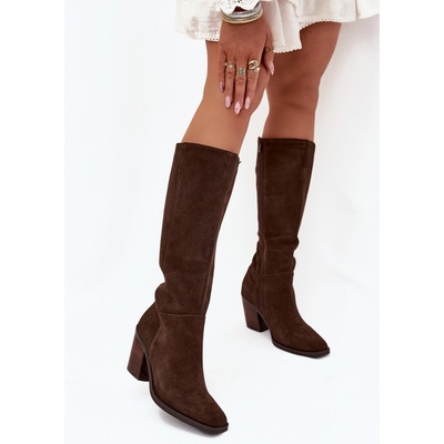 Zazoo Semišové Kozačky Kovbojky Na Nízkém Podpatku S Dekorací 3656 černé 5905677338850 – Sleviste.cz