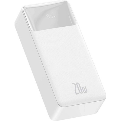 Baseus Bipow Digital Display Power Bank 20W 30000 mAh (PPDML-N01) - външна батерия с два USB-A и един USB-C изходи и технология за бързо зареждане (бял)