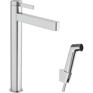 Hansgrohe Finoris - Смесител за умивалник с изпускателен клапан Push-Open и душ за биде, EcoSmart, хром 76220000 (76220000)