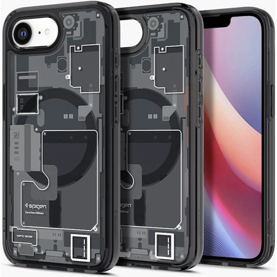 Spigen Хибриден кейс с висока степен на защита с MagSafe за iPhone 17e, iPhone 16e (прозрачен-черен) - Spigen Ultra Hybrid MagSafe Zero One Case (ACS09141)