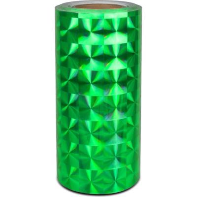 Univerzální hologramová samolepící fólie na metry motiv 4 čtverce - šíře 25cm - zelená