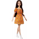Panenky Barbie Barbie Modelka oranžové šaty s puntíky