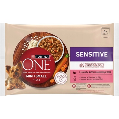 Purina One Sensitive Mini Small losos v omáčke 4x85g