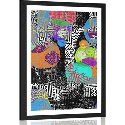 Plakát s paspartou abstraktní kompozice - 40x60 black