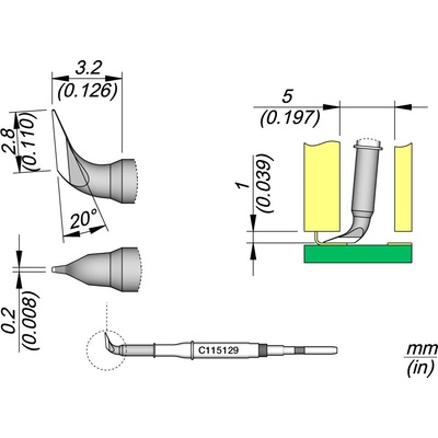 JBC C115129 – pájecí hrot ve tvaru nože 2,8 × 0,2 mm
